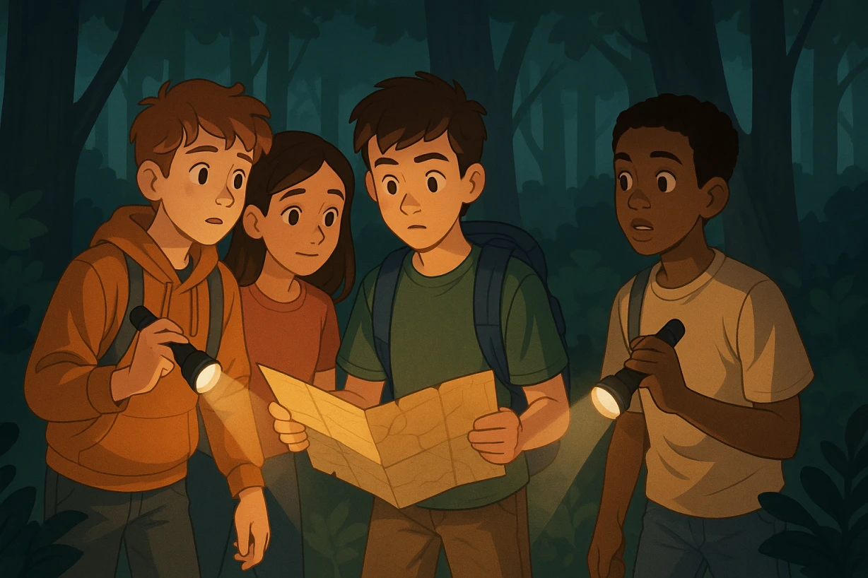 4 teens in the forest