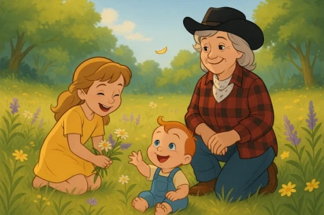 Papa and kids crossing