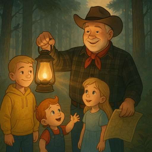 Forest kids and lanterns